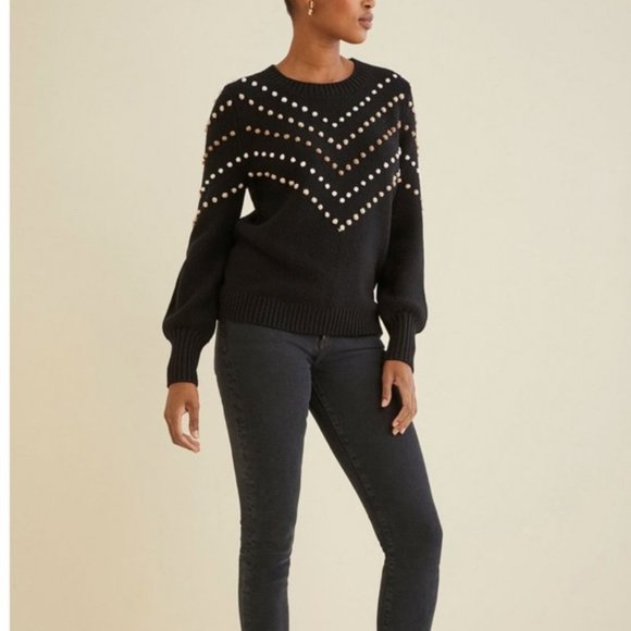 Amour Vert Sweaters - AMOUR VERT Daria Pom Poms Wool Sweater Sz S